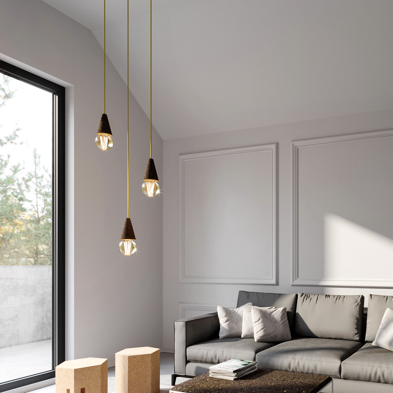 Candeeiro Pendente Sino - Cortiça Expandida